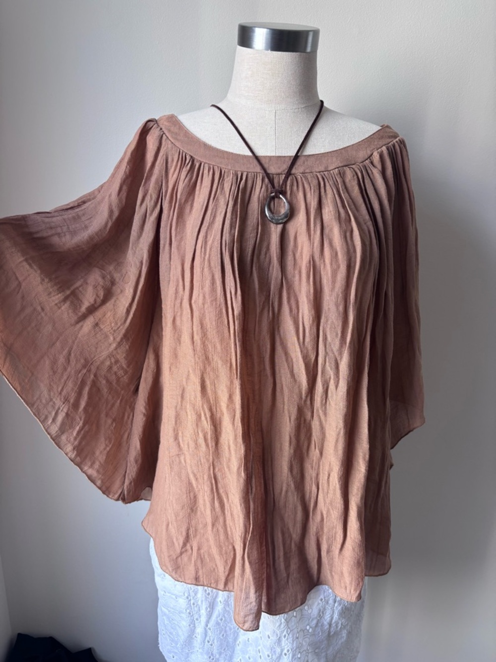 Boho Chic Sheer Flowy Peasant Top